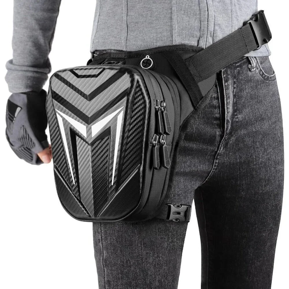 💫 Men Black Expandable Storage Hip Bag Strap Water-Resistant Motorcycle Hiking